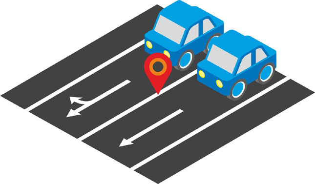 Solid white lane divider