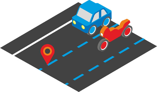 Broken blue lane divider